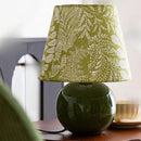 Axyaa Emerald Green Crystal Ceramic Table Lamp with LED Light & Patterned Fabric