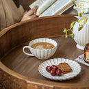 Axyaa Ceramic Petal Flower Coffee Cup, Underglaze Color, Latte Cup