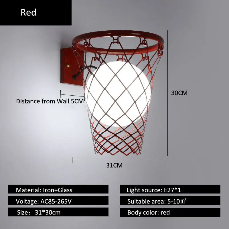 Axyaa Basketball Wall Lamp: Nordic Creative for Living Room, Bedroom, Study, and More