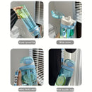 Axyaa 750ML Gradient Straw Water Bottle: Leak-proof, Portable for Sports, Gym, Camping
