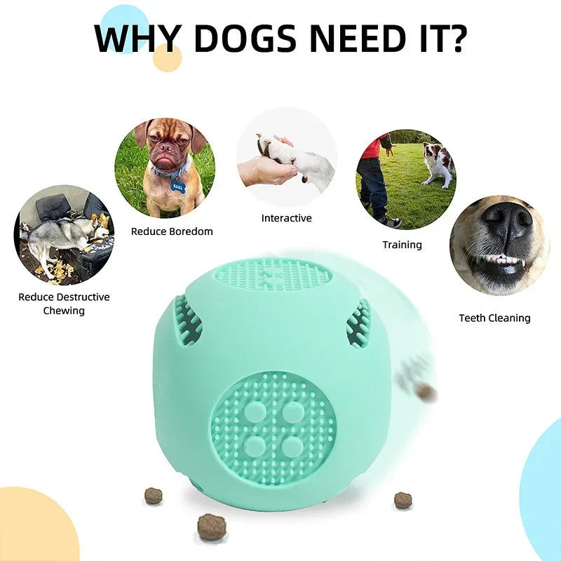Axyaa Silicone Dog Toy Food Ball Interactive Slow Feeder Tooth Cleaning, Pet Supplies
