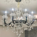 Axyaa Crystal LED Chandelier: Elegant Black Glass E14 Candle Light for Home Decor