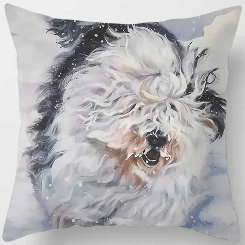 Cute Dog Pattern Square Pillow Covers For Home Decor by Axyaa