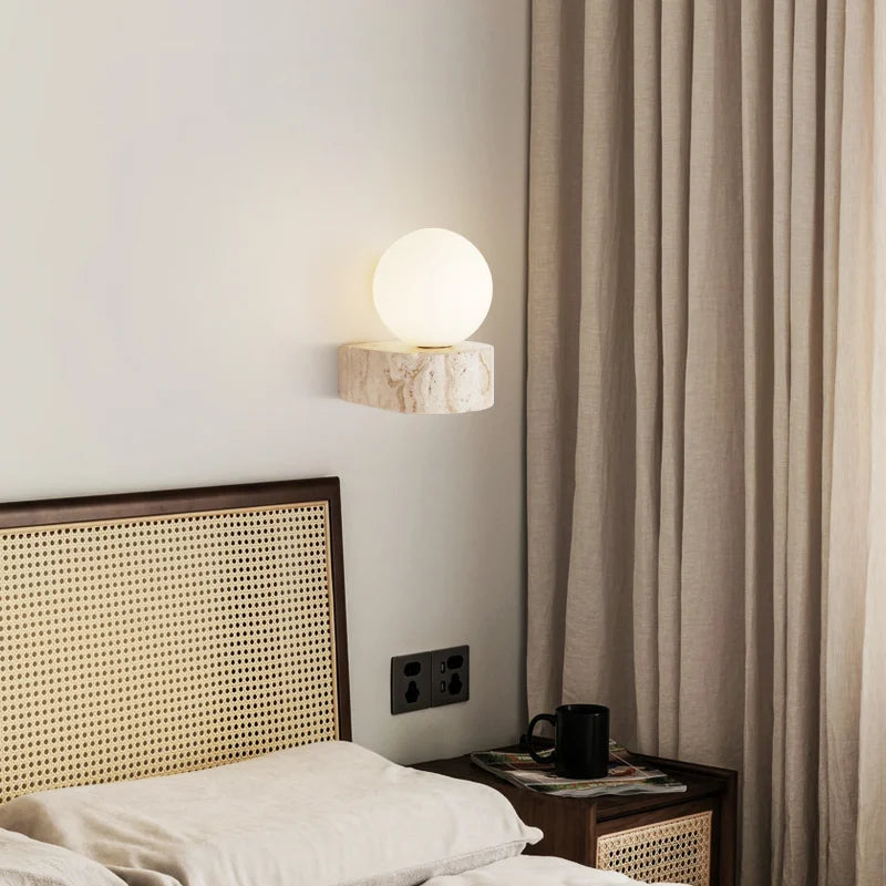 Axyaa Stone Art Wall Lamp with Glass Lampshade and LED Light