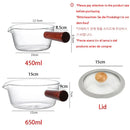 Axya 650ml Red Wooden Handle Glass Milk Pot With Lid & Non-Stick Coating