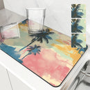 Axyaa Tropical Plants Coffee Cup Drying Mat Non-slip Absorbent Mat for Kitchen Counter