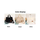 Axyaa Corduroy Shoulder Bag Multi-Pocket Handbag with Adjustable Strap