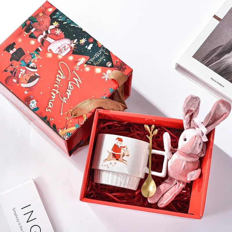 Christmas Ceramic Mug Santa Claus Pattern by Axyaa: Festive Coffee Tea Cup Set