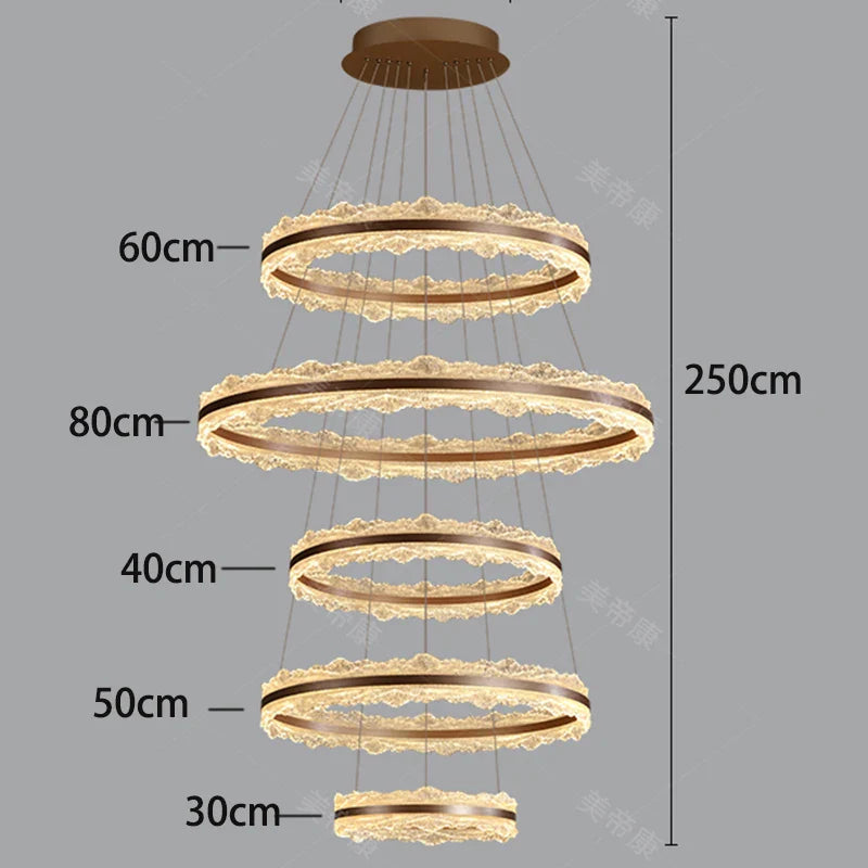 Axyaa Staircase Chandeliers: Modern LED Pendant Lamps for Living Room Lighting