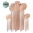 Axyaa Rose Gold Stainless Steel Cutlery Set - 20 Piece Dinnerware Flatware