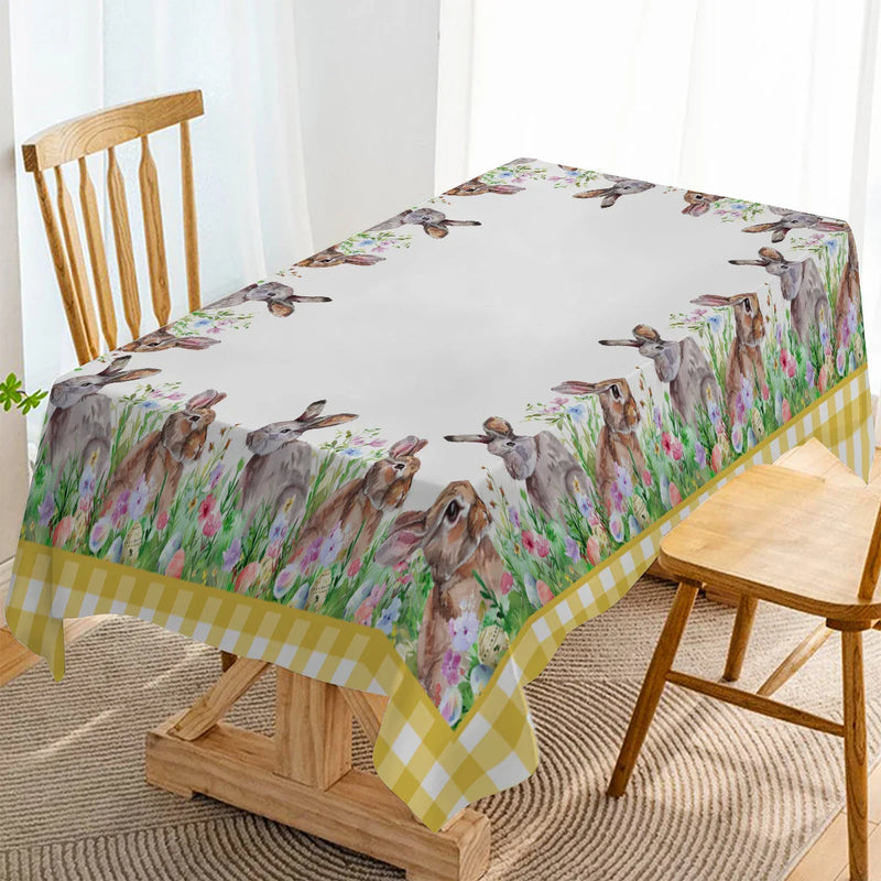 Axyaa Table Runner - Farmhouse Dining Decor for Kitchen, Wedding Party, Rabbit Flower Mushroom Theme