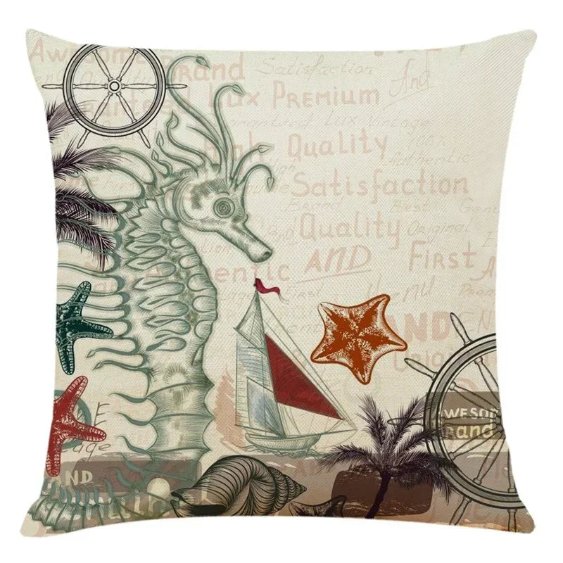 Axyaa Sailing Boat Linen Pillowcase - 45*45cm