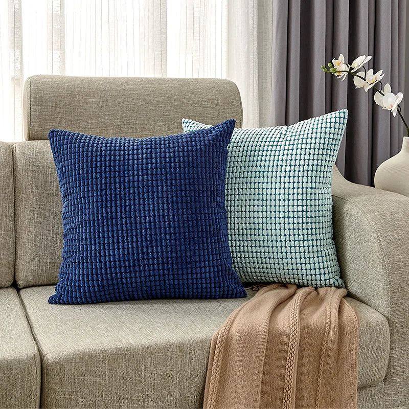Axyaa Velvet Corduroy Pillow Cover 45x45cm: Super-Soft Striped Sofa Cushion for Romantic Home Decor