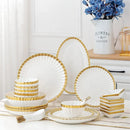 Axya Ceramic Dinnerware Set - White Porcelain Plates and Bowls, Tableware Set