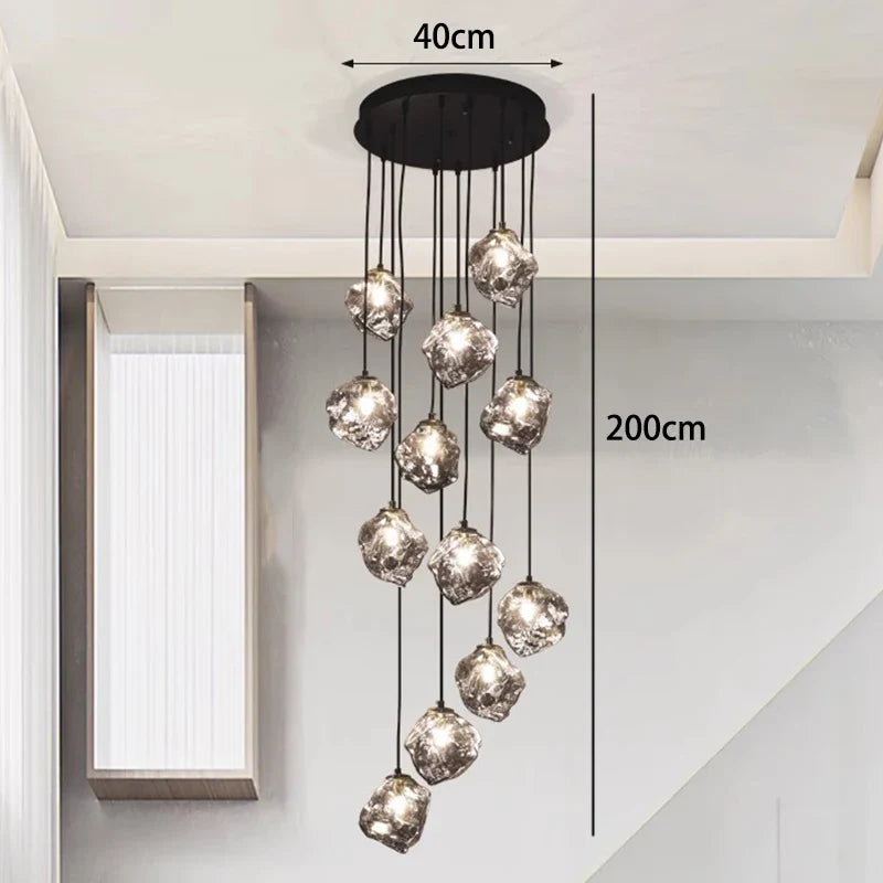 Axyaa Staircase Chandeliers LED Pendant Lamps Modern Home Indoor Lighting