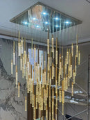 Axyaa Luxury Crystal LED Chandelier for Living Room Custom Hanging Lamps