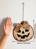 Axyaa Wooden Pumpkin Ghost Ornament, Burlap Bow Design for Home Decor & Unique Gifts