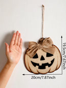 Axyaa Wooden Pumpkin Ghost Ornament, Burlap Bow Design for Home Decor & Unique Gifts