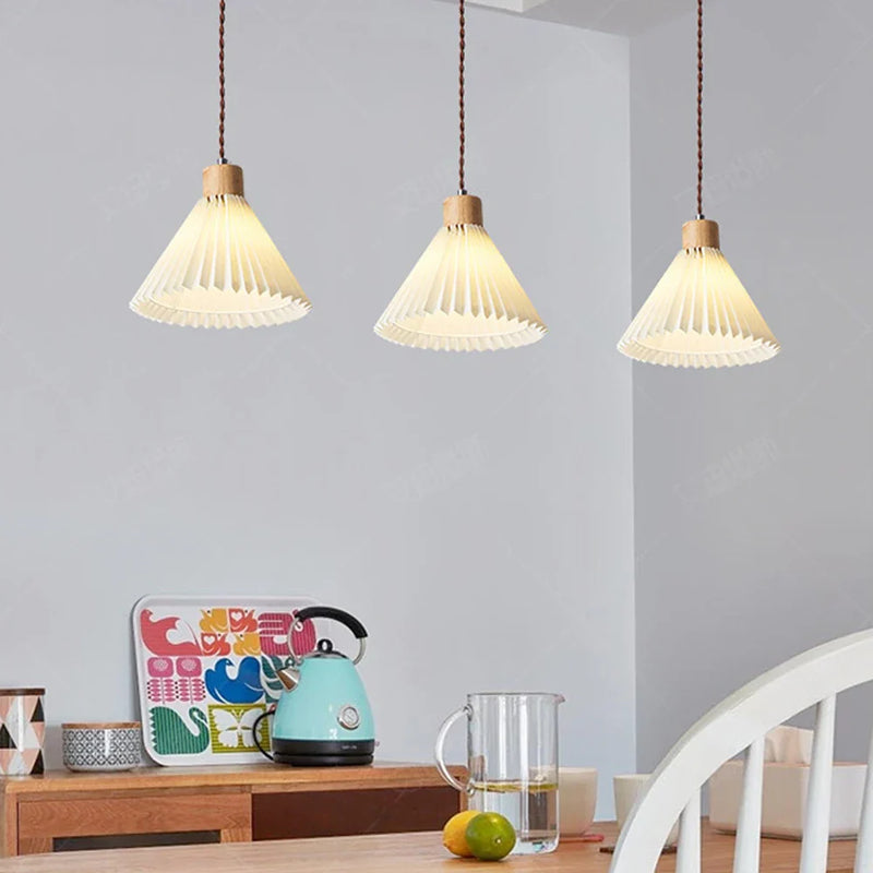 Nordic Pleated Pendant Lights with E27 Base for Dining Room by Axyaa