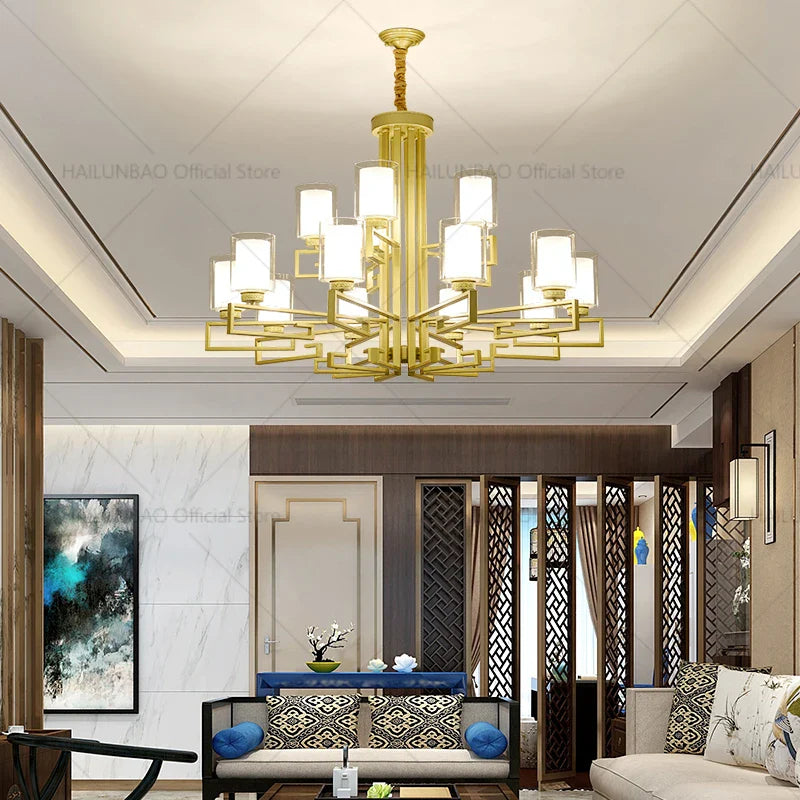 Axyaa Retro Chinese Chandelier for Living Room Dining Room Bedroom Villa Duplex
