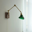 Axyaa Brass Swing Arms LED Wall Light Fixture Glass Stair Lamp