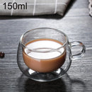 Axyaa Double Wall Glass Coffee Cup with Handle - Clear, Heat Resistant, Various Sizes