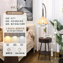 Axyaa Retro Wooden Floor Lamp with LED Light and Handmade Linen Petal Lampshade