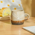 Nordic Ceramic Hand-painted Mug, Axyaa Relief Coarse Pottery Coffee Cup