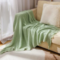 Axyaa Knitted Tassel Throw Blanket for Sofa & Bed - Summer Decor Plaid Blanket