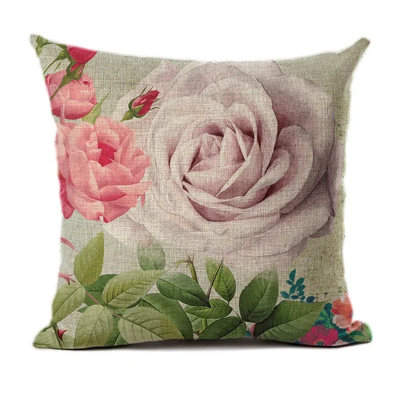 Axyaa Retro Rose Flowers Cushion Cover 45X45cm