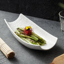 Axyaa Ceramic Vegetable Salad Bowl Boat Shaped White Restaurant Dessert Bowl