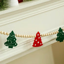 Axyaa Christmas Tree Felt & Wood Bead Garland, Festive Hanging Ornaments
