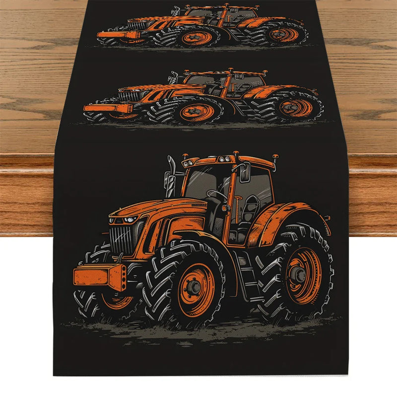 Axyaa Tractor Silhouette Table Runner for Kitchen and Dining Decor