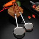 Axyaa Stainless Steel Colander with Wooden Handle Kitchen Skimmer Juice Filter