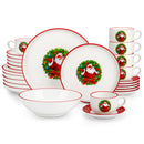 Axyaa 12/30 Pc Christmas Dinnerware Set: Christmas Tree Ceramic Plate, Dinner/Dessert/Soup/Bowl/Mug