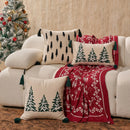 Axyaa Christmas Tree Embroidered Throw Pillowcase for Holiday Living Room Decor