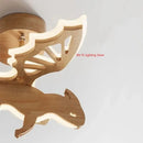 Axyaa Cartoon Dinosaur Wood Chandelier for Children's Room, Nordic Style Boy's Bedroom Light