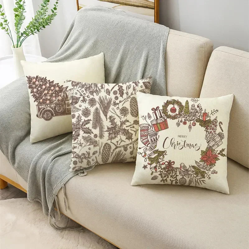 Axyaa Christmas Linen Cushion Cover 45X45CM