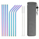 Axyaa Stainless Steel Drinking Straws Set with Cleaning Brush - Bar Party Accessory