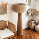 Axyaa Rattan LED Floor Lamp - Retro Wabi-Sabi Art Decor for Bedroom Living Room