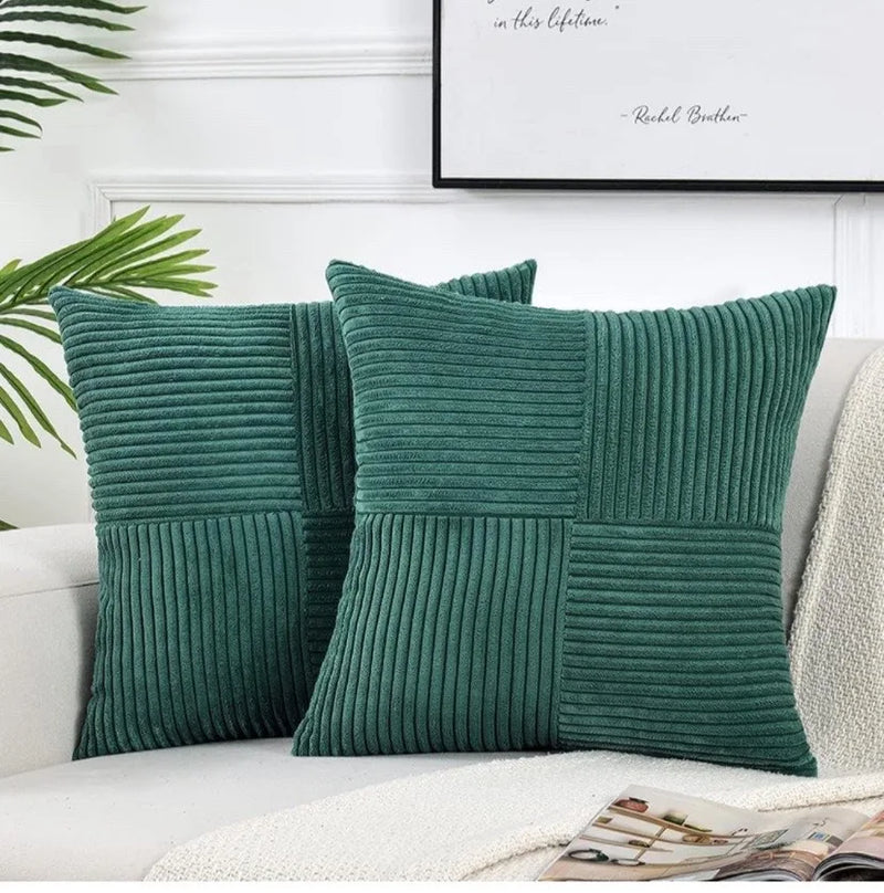 Corduroy Boho Throw Pillow Covers 18x18 Inch for Home Decor - Axyaa
