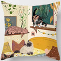 Axyaa Cat Print Square Pillowcase for Home Décor and Car Sofa, 45cm*45cm