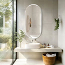 Axyaa Silver Glass Oval Beveled Edge Bathroom Vanity Mirror
