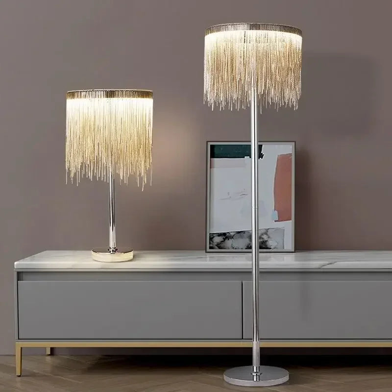 Axyaa Aluminium Chain Floor Lamp - Modern Home Decor Lighting