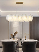 Axyaa Glass Feather Chandelier: Modern Luxury Lighting for Living Dining Room