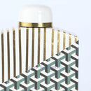 Axyaa Golden Retro Square Ceramic Jar with Cover Vase, Home Decor Geometry Handicraft