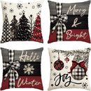 Axyaa Joy Xmas Trees Red Pillow Covers 45x45CM - Christmas Winter Holiday Decor