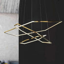 Axyaa Modern Gold Hexagon LED Pendant Chandelier - Elegant Living Room & Bedroom Lighting