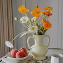 Axya Cream Ceramic Vase, Vintage Style, Living Room Table Decor, Home Accent