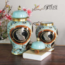 Axyaa Enamel Tea Jar, Ceramic General Jar Decoration, Large Flower Vase Handicraft